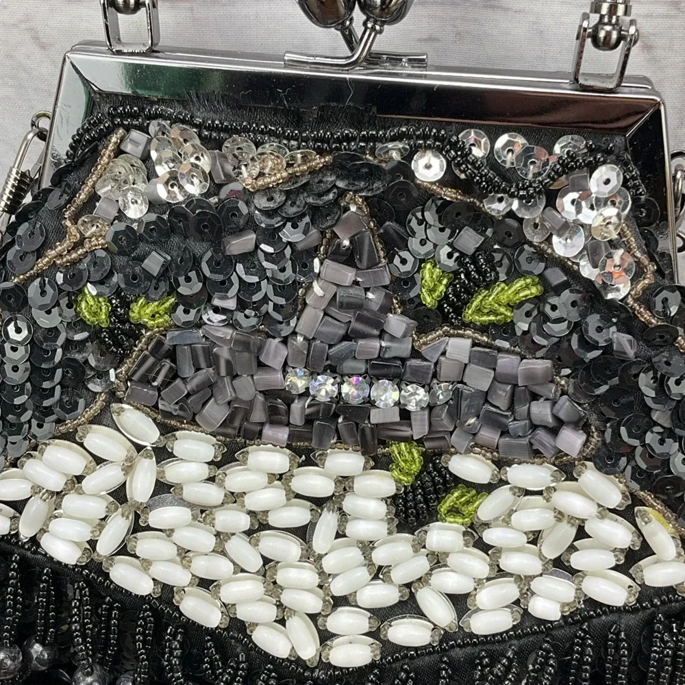 Vintage Fashion Bag Fully Beaded on Both Sides with shoulder strap